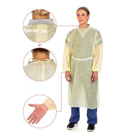 Cardinal Health Isolation Gown AAMI Level 2 SMS X-Large Yellow Case of 100 Each Cardinal Health Isolation Gown AAMI Level 2 SMS X-Large Yellow Case of 100 Each